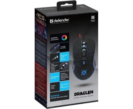 MOUSE DEFENDER GM-907 DRAGLEN 7200dpi 6P