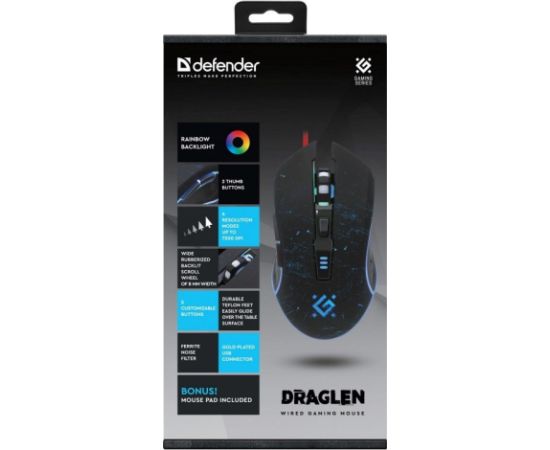 MOUSE DEFENDER GM-907 DRAGLEN 7200dpi 6P