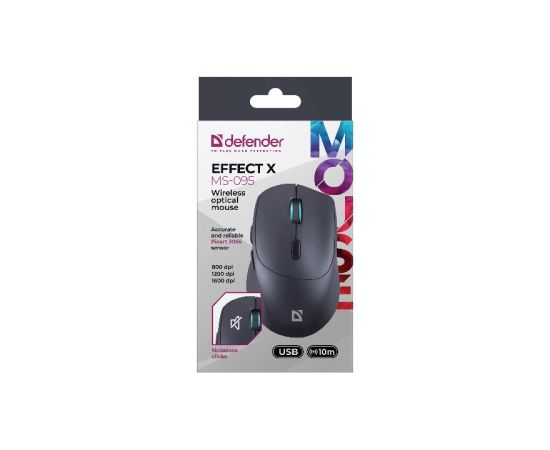 MOUSE DEFENDER EFFECT X MS-095 RF BLACK 1600dpi 6P
