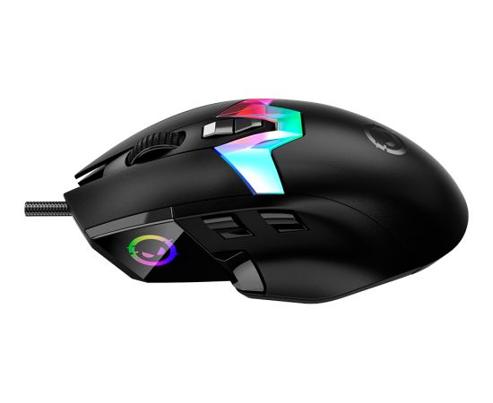 LORGAR MSP80, Professional wired gaming mouse, 9 programmable buttons, Pixart PAW3395 sensor, DPI up to 26000, 80 million clicks buttons lifespan, 1.8m USB braided cable, size: 129*73*40mm, 0.093.5kg, Black
