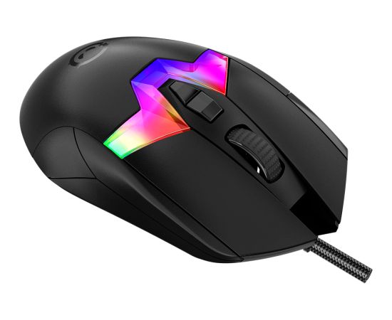 LORGAR MSP80, Professional wired gaming mouse, 9 programmable buttons, Pixart PAW3395 sensor, DPI up to 26000, 80 million clicks buttons lifespan, 1.8m USB braided cable, size: 129*73*40mm, 0.093.5kg, Black