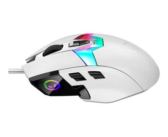 LORGAR MSP80, Professional wired gaming mouse, 9 programmable buttons, Pixart PAW3395 sensor, DPI up to 26000, 80 million clicks buttons lifespan, 1.8m USB braided cable, size: 129*73*40mm, 0.093.5kg, White