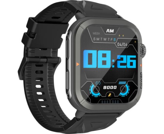 Blackview W30, 1.91 inch Display, 320*380 pixel, 300mAh battery, 100+ Workout Modes, 10-meter Water-resistance, Heart Rate & Blood Oxygen Monitor, Up To 5-7 Days of Battery Life, 128MB Flash, Black