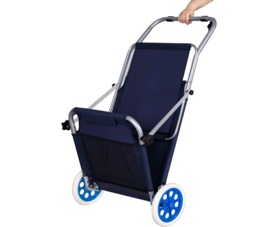 Dārza sauļošanās gulta Springos GC0044, salokāma, ar riteņiem un jumtiņu, tumši zila Dārza krēsli