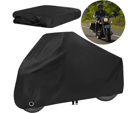 Velo, moto un skūtera pārklājs Springos GA0205, 250x105x125 cm, ūdensnecaurlaidīgs, melns