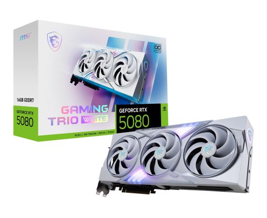 MSI GAMING GEFORCE RTX 5080 16G TRIO OC WHITE graphics card NVIDIA 16 GB GDDR7