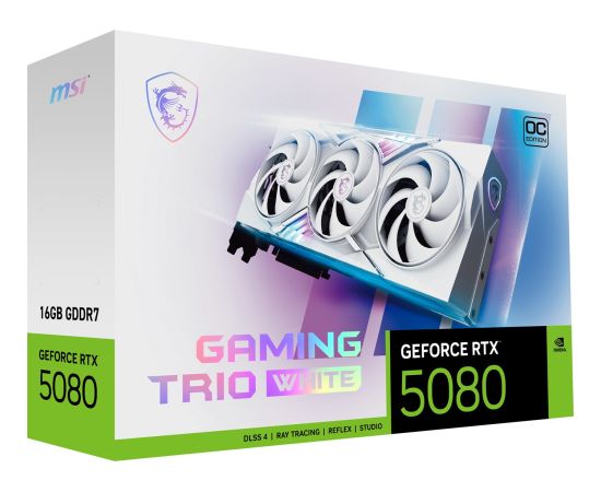 MSI GAMING GEFORCE RTX 5080 16G TRIO OC WHITE graphics card NVIDIA 16 GB GDDR7