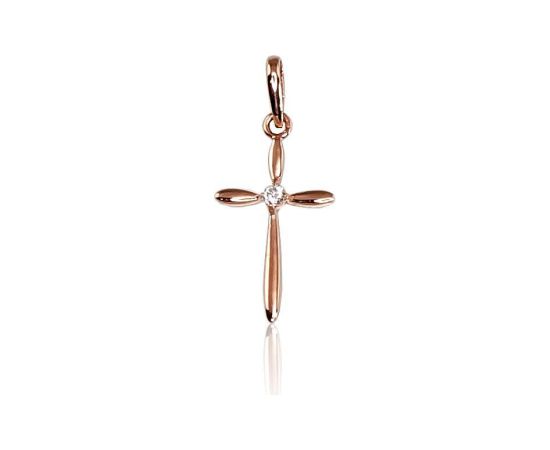 Zelta kulons #1300293(Au-R)_CZ, Sarkanais Zelts 585°, Cirkoni, 0.29 gr. Krustiņi un ikonas