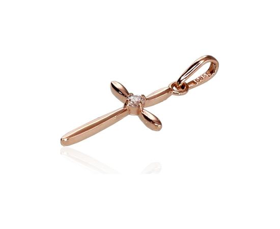 Zelta kulons #1300293(Au-R)_CZ, Sarkanais Zelts 585°, Cirkoni, 0.29 gr. Krustiņi un ikonas