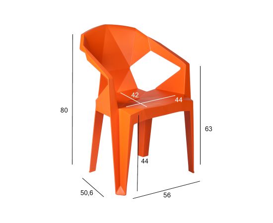 Krēsls MUZE 56x50,6xH80cm, plastmasas oranžs