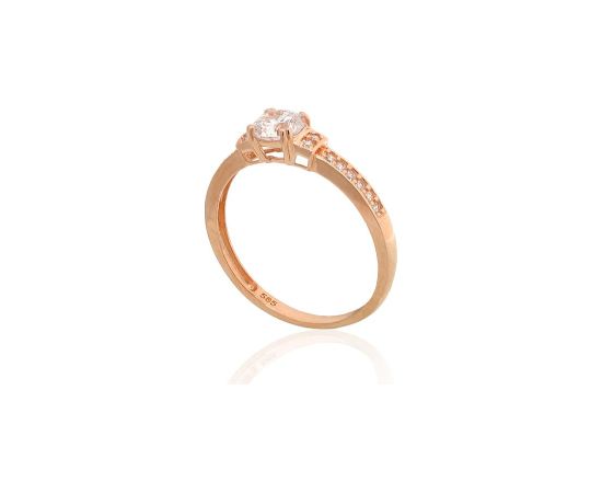 Zelta gredzens #1101184(Au-R)_CZ, Sarkanais Zelts 585°, Cirkoni, Izmērs: 19, 1.79 gr. Saderināšanās gredzeni