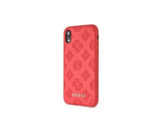 Guess Apple  iPhone XR Debossed PU Leather Hard Case Peony Red
