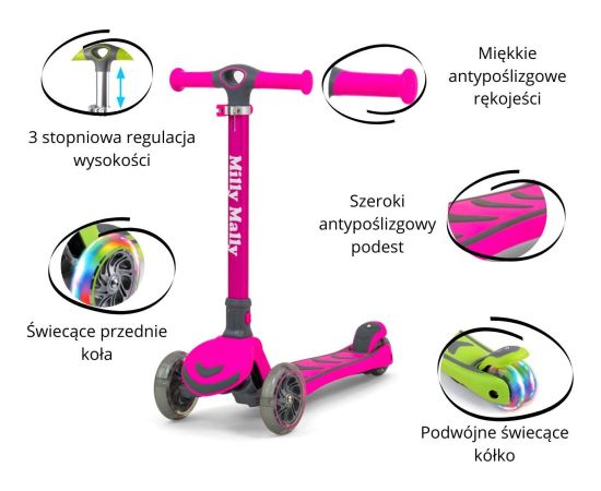 Bērnu skrejritenis Milly Mally Scooter Boogie Różowy (2999)