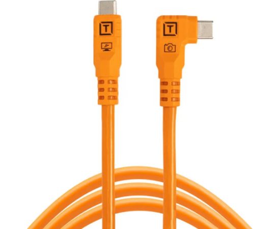 Tether Tools кабель USB-C - USB-C TetherPro Optima 10G Right Angle 3 м, оранжевый