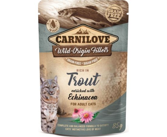 CARNILOVE CAT POUCH Wet cat food Trout, Echinacea 85 g
