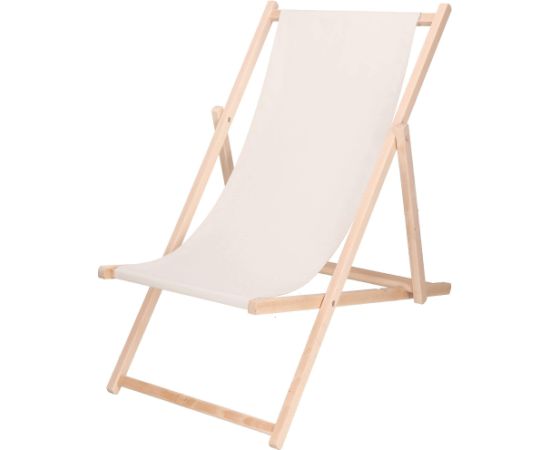 Dārza guļamkrēsls Springos DC0010 ECRU, koka rāmis, bēša auduma pārvalks, regulējams 3 pozīcijās Dārza krēsli