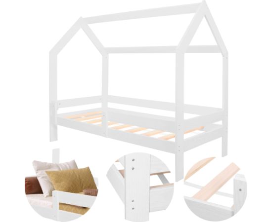 Кровать-домик Springos BD01 WHITE, 160x80 см, деревянная детская кровать Кровати