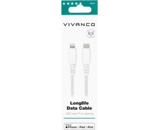Vivanco cable USB-C - Lightning 0.5m, white (62227)