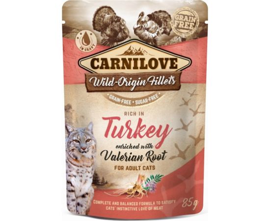 CARNILOVE CAT POUCH Wet cat food Turkey, Valerian Root 85 g