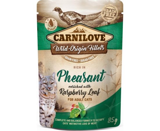 CARNILOVE CAT POUCH Wet cat food Pheasant, Raspberry Leaf 85 g