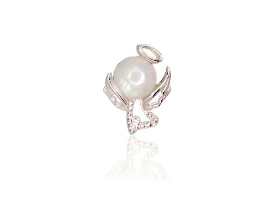 Серебряный кулон #2301581_CZ+MS, Серебро 925°, Цирконы, Лунный камень, 1.7 гр.