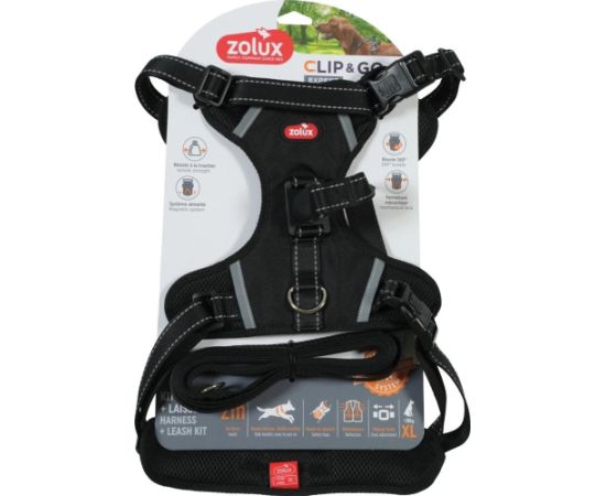 ZOLUX Zestaw szelki + smycz dla psa CLIP&GO XL czarny