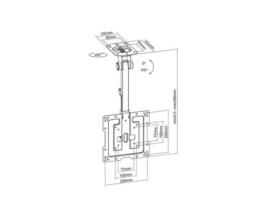 Multibrackets MB-3090 потолочный кронштейн для телевизора 23"-55" / 20kg