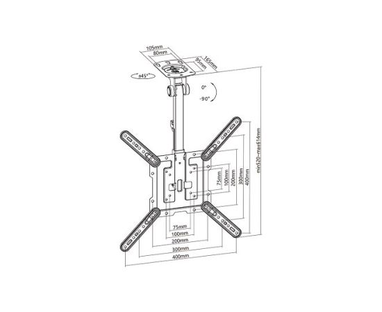 Multibrackets MB-3090 потолочный кронштейн для телевизора 23"-55" / 20kg