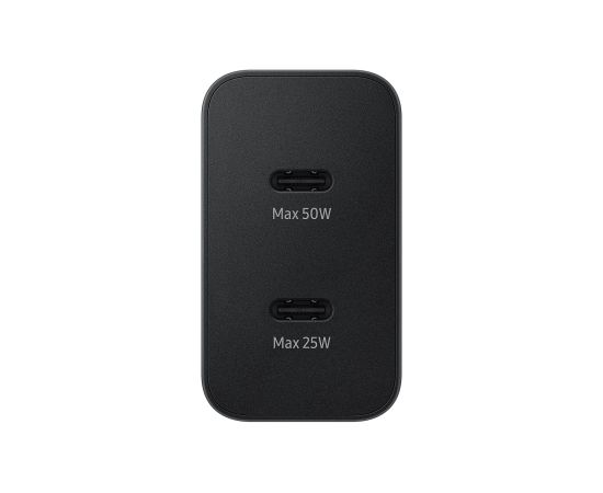 EP-T502020XBE Samsung Dual USB-C 50W ceļojumu lādētājs + USB-C datu kabelis melns