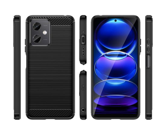 Hurtel Carbon Case for Xiaomi Poco X5 5G | Redmi Note 12 5G flexible silicone carbon cover black