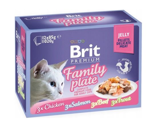 BRIT Premium Family Plate Fillets in Jelly Mix of Flavors - wet food for cats - 12x85g