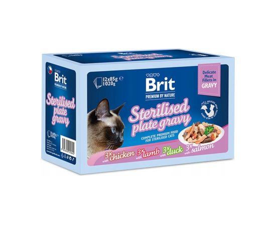 BRIT Premium by Nature Sterilised Plate pouches in sauce mix of flavors - wet food for cats - 12x85g