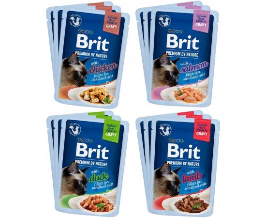 BRIT Premium by Nature Sterilised Plate pouches in sauce mix of flavors - wet food for cats - 12x85g