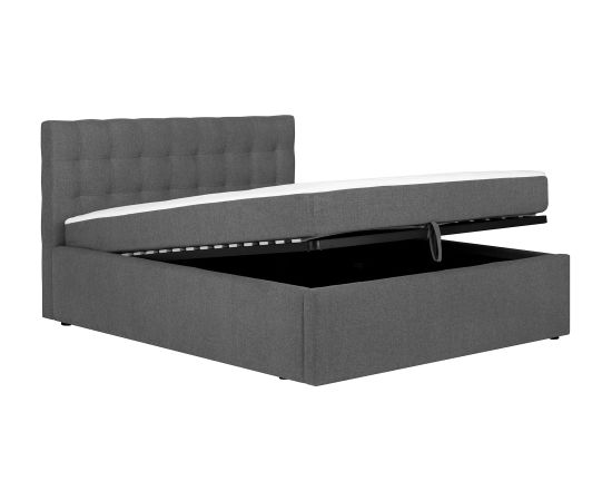 Continental bed LEENA 160x200cm, with mattress, grey