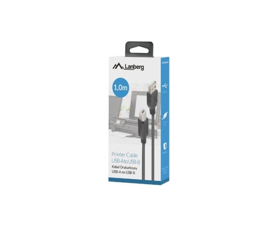 Lanberg CA-USBA-15CU-0010-BK kabel USB 1m 2.0 USB A->USB-B Black