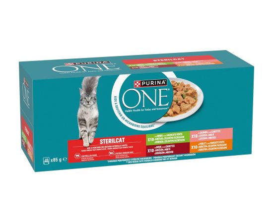 PURINA One Sterilcat Beef, salmon, chicken, turkey - wet cat food - 40x85g