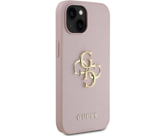 Guess PU Grained 4G Metal Logo Case Aizsargapvalks priekš Apple iPhone 15