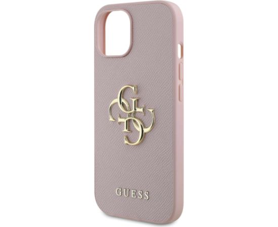 Guess PU Grained 4G Metal Logo Case Aizsargapvalks priekš Apple iPhone 15