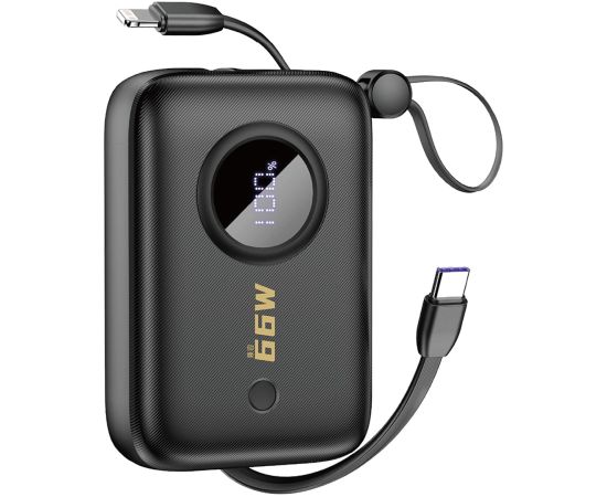 Dudao K14 10000mAh barošanas banka ar USB-C | Lightning kabeļi - melns
