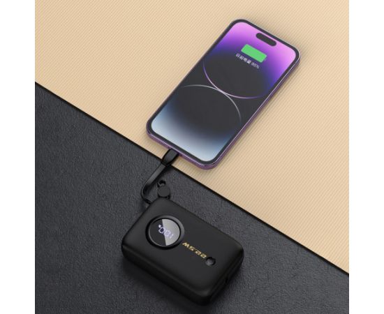 Dudao K14 10000mAh barošanas banka ar USB-C | Lightning kabeļi - melns