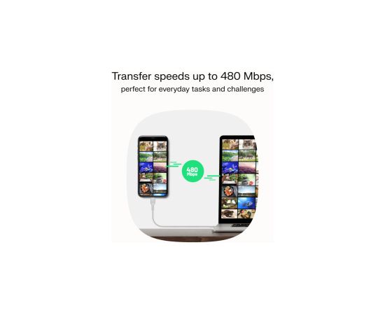 Kabelis Green Cell PowerStream USB Type-C Male - USB Type-C Male 100W White 0.3m