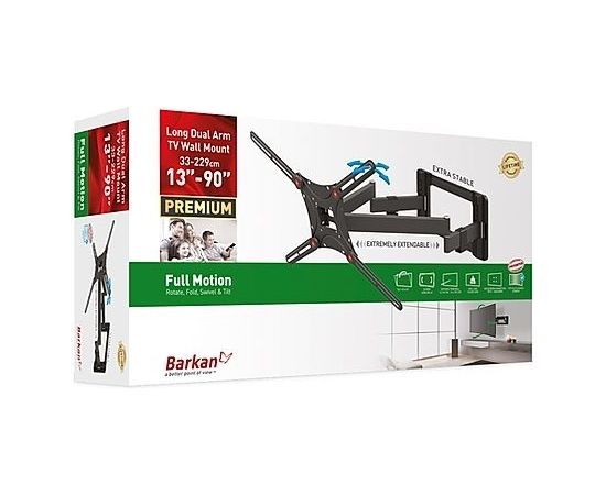 Barkan BM464L 13"-90" lygiam/lenktam TV, 4 lankstų, sieninis, prailgintas