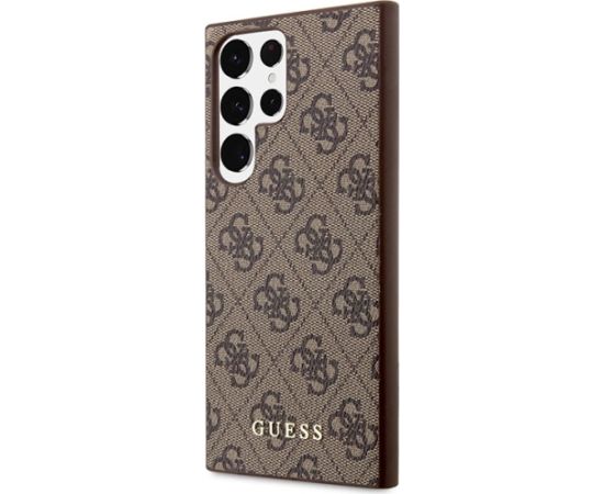Guess GUHCS23LG4GFBR S23 Ultra S918 brązowy|brown hard case 4G Metal Gold Logo