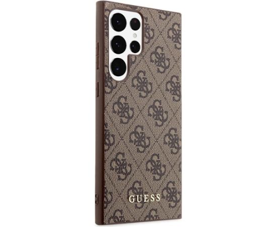 Guess GUHCS23LG4GFBR S23 Ultra S918 brązowy|brown hard case 4G Metal Gold Logo