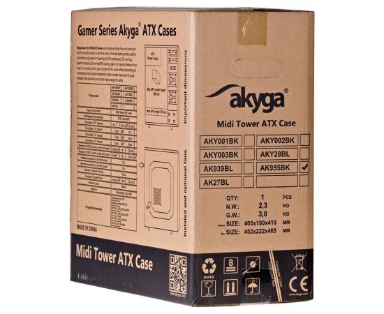 Akyga ' ak995bk PC"ATX Nero Midi Tower Black