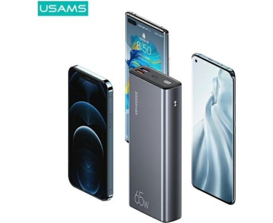 Usams PB59 Fast Charge Powerbank 65W 2xQC3.0+PD Переносная зарядная батарея  30 000mAh