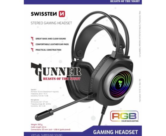 Swissten Gunner RGB Spēļu Austiņas