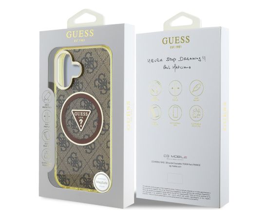 Guess IML 4G Glitter and Triangle Logo MagSafe Case Aizsargapvalks priekš Apple iPhone 16