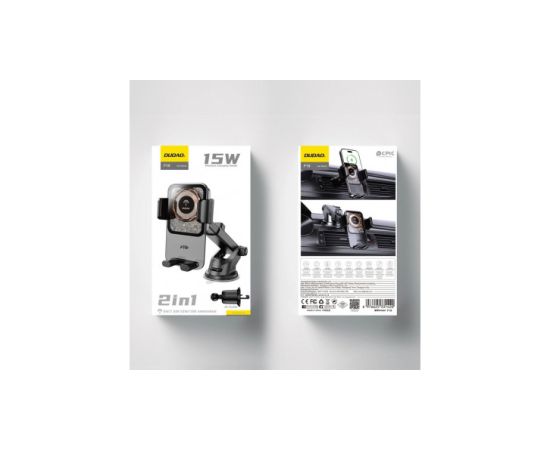 Dudao F19 clamp turētājs ar 15 W induktīvo lādētāju - melns