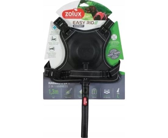Zolux Szelki ze smyczą automatyczną Easyride L czarne